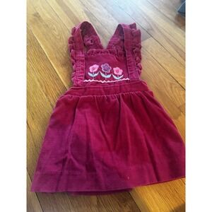 Vintage‎ Healthtex Girl's Pink Flower Pinafore Dress 3t USA Made Ruffle Straps